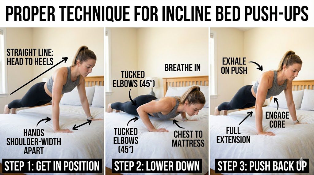 Proper Technique for Incline Bed Push-Ups